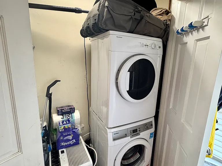 washer/dryer in unit. This is located in the coat closet in the entrance halway of apartment.