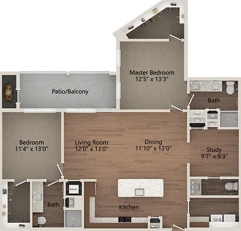 Floor plans are artist's rendering. All dimensions are approximate. Actual product and specifications may vary in dimension or detail. Not all features are available in every apartment. Prices and availability are subject to change. Floor plans are artist