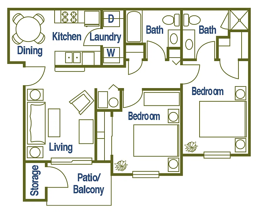 Floor plan 2 X 2 A