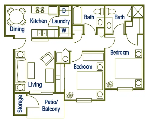 Floor plan 2 X 2 A
