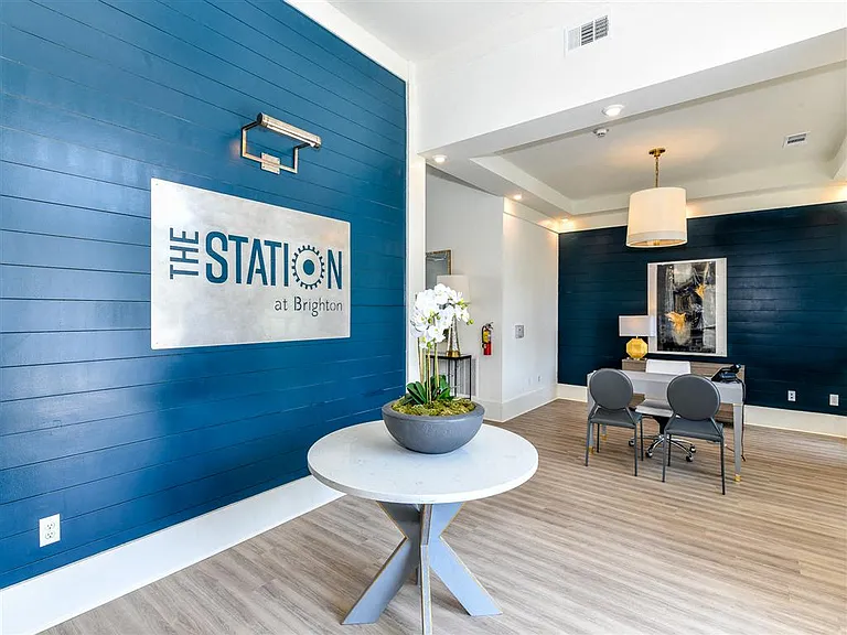 Inside the entrance to the leasing office