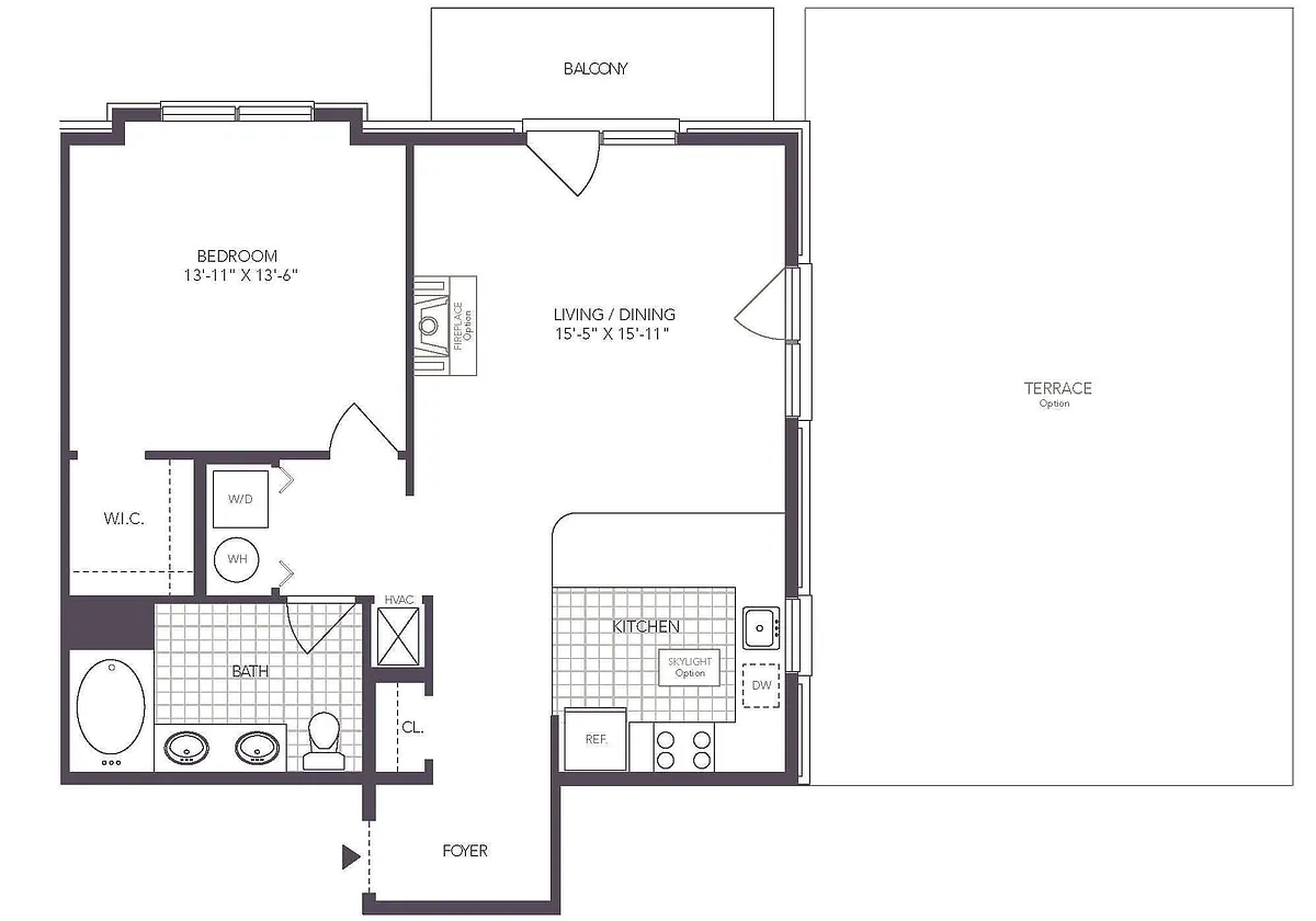 Floor plan 1 Bed/ 1 Bath