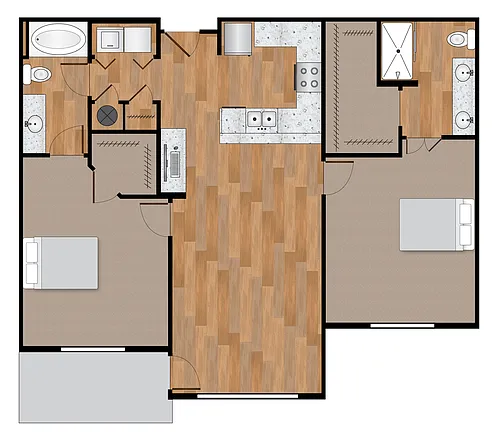 Floor plan 2x2 1128sf-1144sf Classic