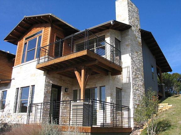 Austin white limestone, cedar and corrugated iron exterior