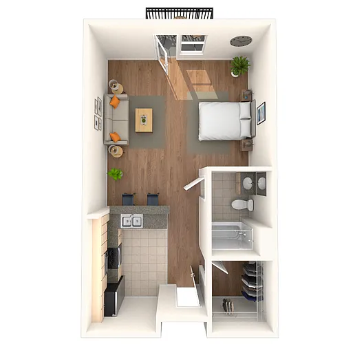 Floor plan Studio 0x1 447-740 SF