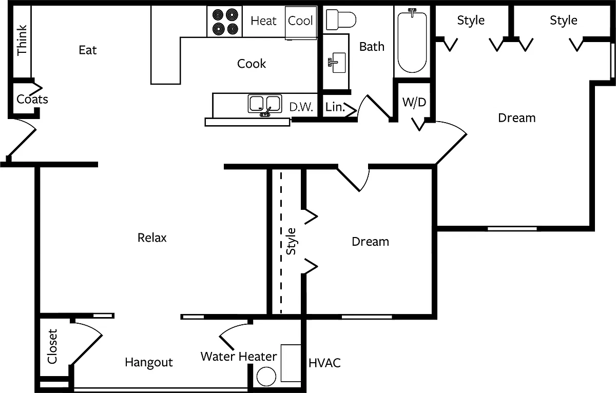 Floor plan Aspen with Balcony or Patio (Renovated)
