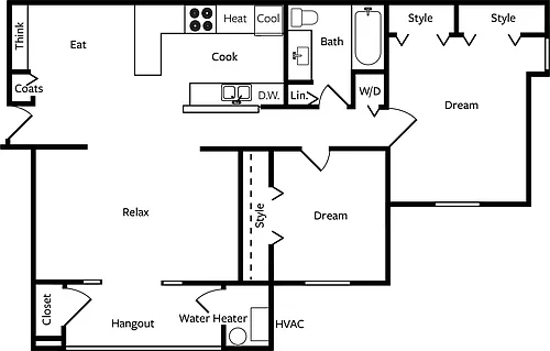 Floor plan Aspen with Balcony or Patio (Renovated)