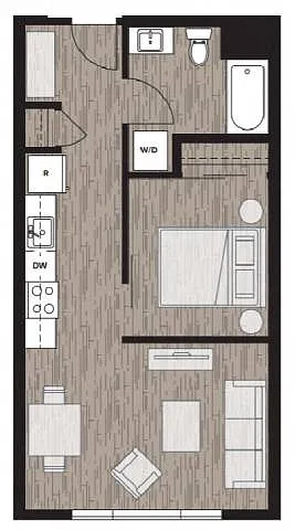 Floor plan OB | Open One Bedroom MFTE Unit