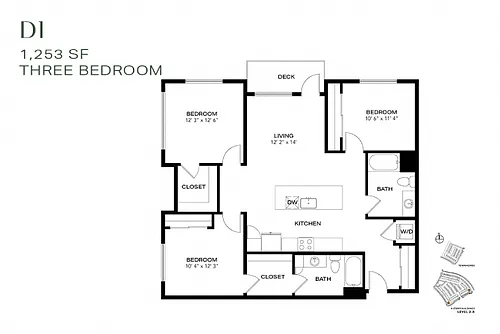 Floor plan Three Bedroom D1