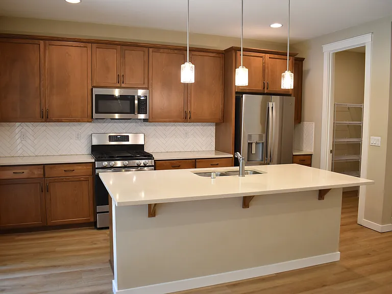 Kitchen with stainless steel appliances