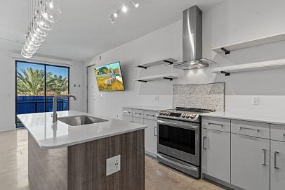 Custom kitchen with high-end appliances.