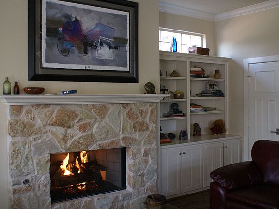 Stone fireplace in livingroom