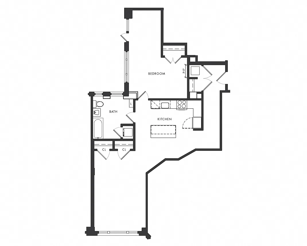 Floor plan Residence C - 1 Bedroom