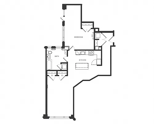 Floor plan Residence C - 1 Bedroom
