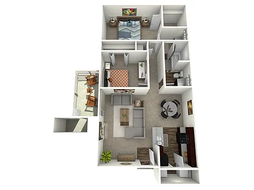 Floor plan 2 Bed, 1 Bath A (60% Income Restricted)