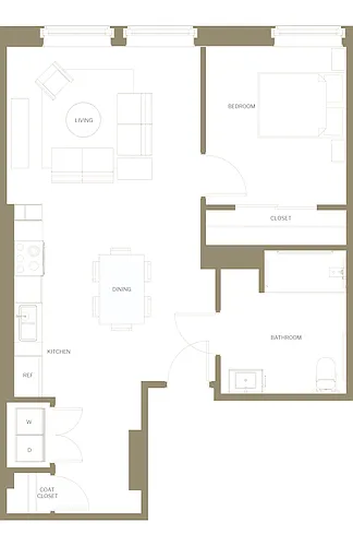 Floor plan One Bedroom ADA