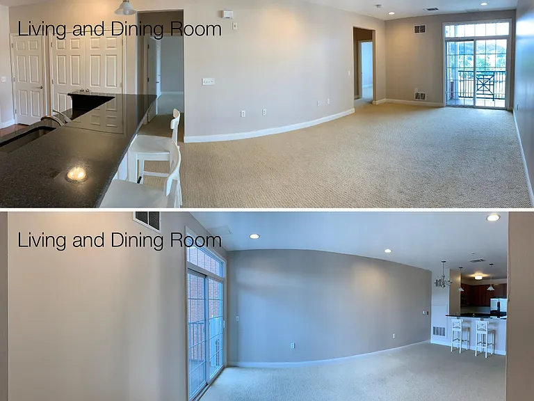 Panoramic view of Living/Dining room