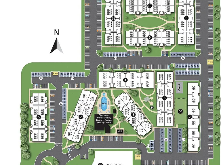 The Parker Apartment Homes community map