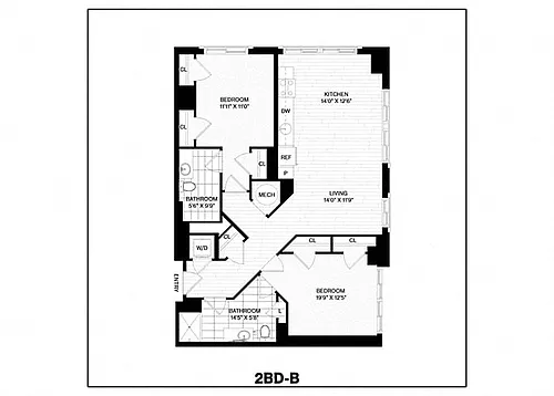 Floor plan 2 Bed/2 Bath-B