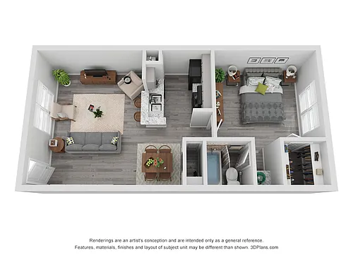 Floor plan 1x1B Renovated