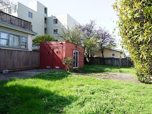 back yard and storage room