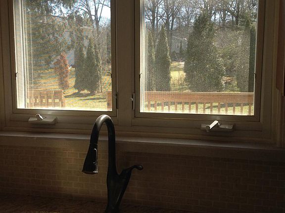 Kitchen window overlooking the deck