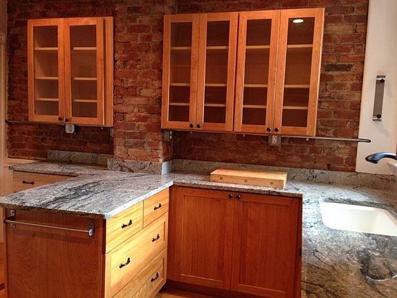 exposed brick modern kitchen
