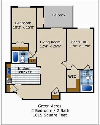 Floor plan Large Two Bedroom Two Bath