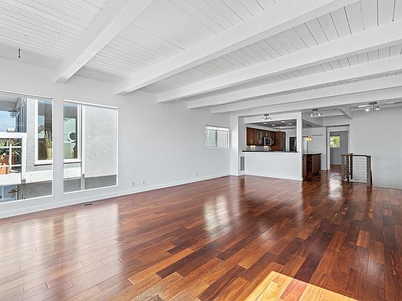 Open living, dining, kitchen