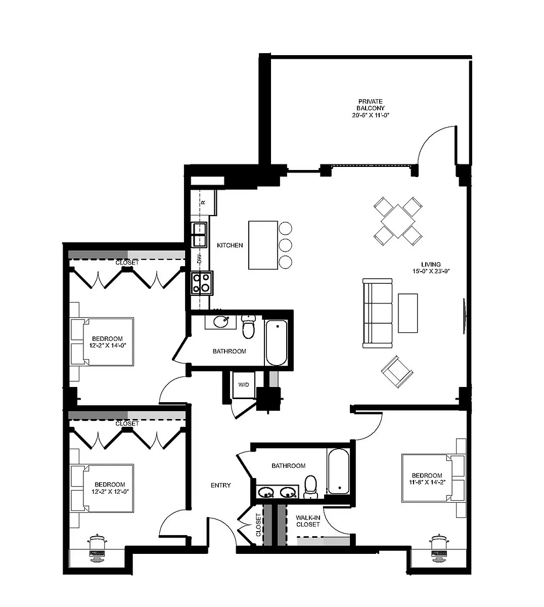 Floor plan 3BD 2BA