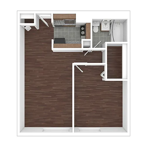 Floor plan Affordable 1 Bedroom (TC, 60% AMI)