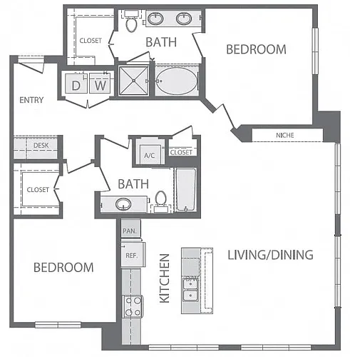 Floor plan B5 2Bed 2Bath