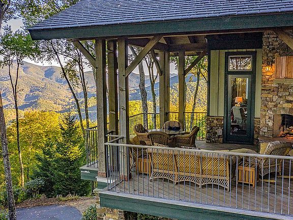 Covered deck with fireplace