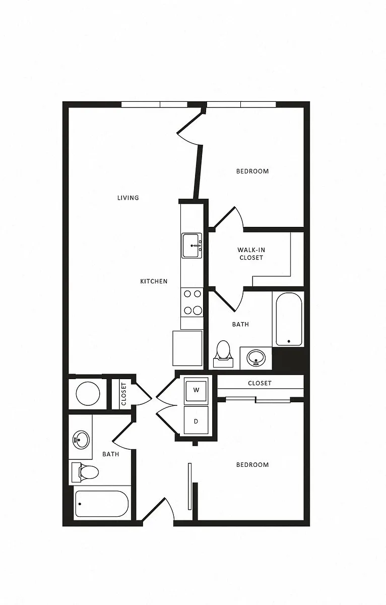 Floor plan 2 Bed/2 Bath-B01a Modern
