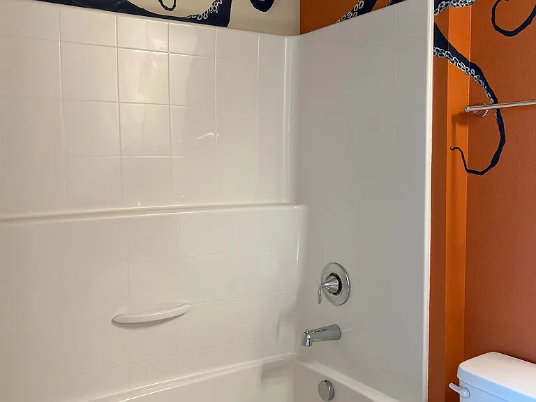 attached bathroom in guest/kids bedroom