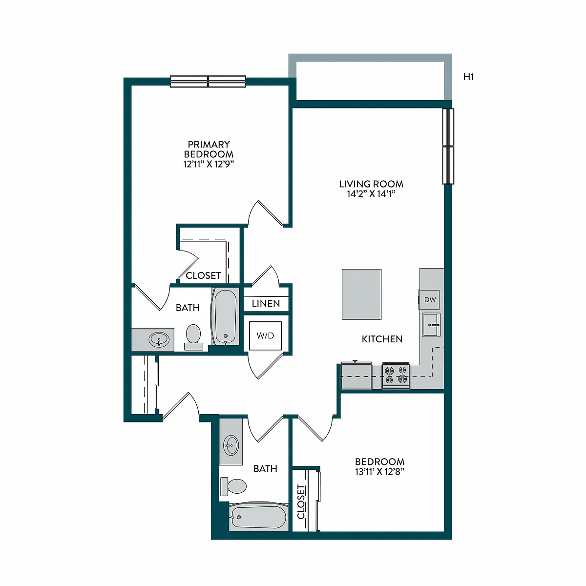 Floor plan 2BR 2BA B