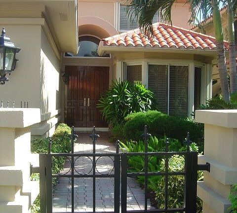 Gated exterior entry and walkway