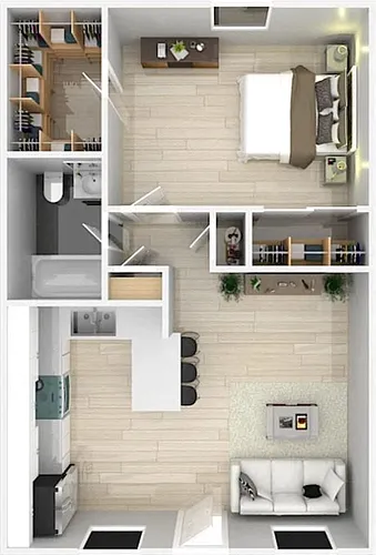 Floor plan One Bedroom One Bath