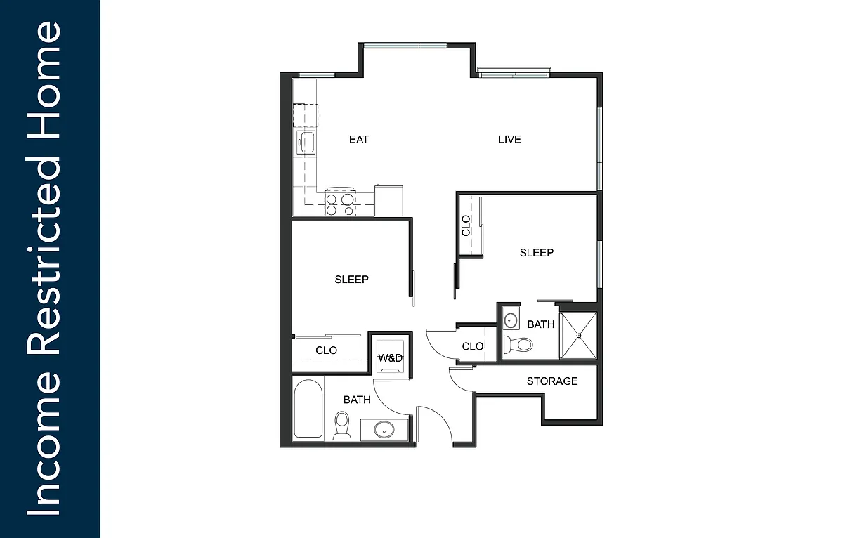 Floor plan 1x1 + Den A1 - 80% IZ - Iron Flats