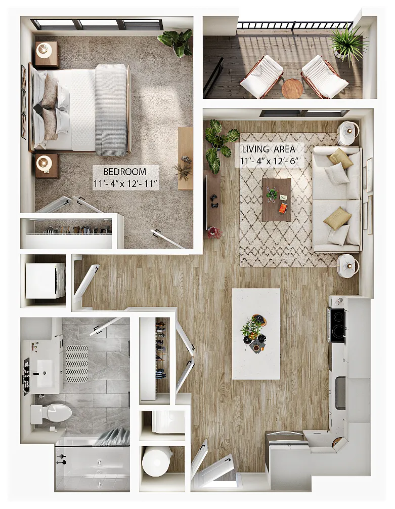 Floor plan 1 Bed/1 Bath-A3