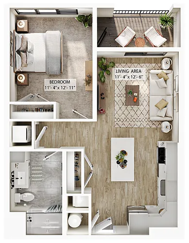Floor plan 1 Bed/1 Bath-A3