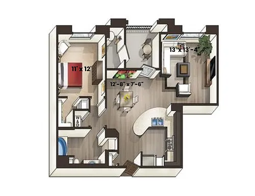 Floor plan Radiant - One Bedroom/One Bath 815 Sq Ft