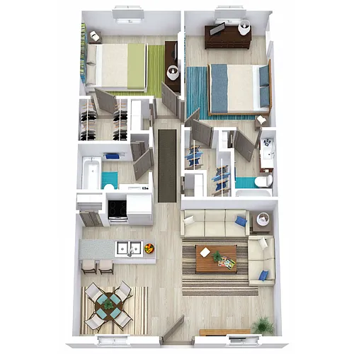 Floor plan 2 Bed 2 Bath 960