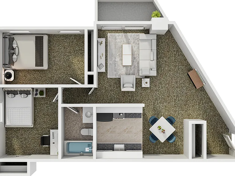 Two Bedroom one bath floor plan