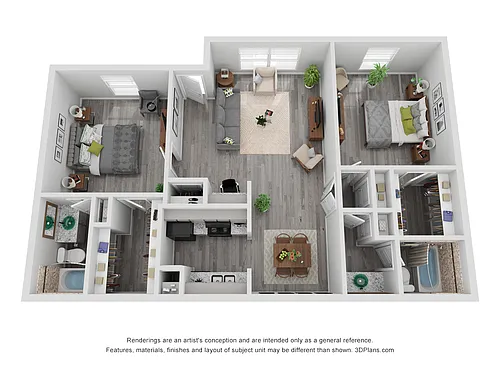 Floor plan 2x2B Renovated