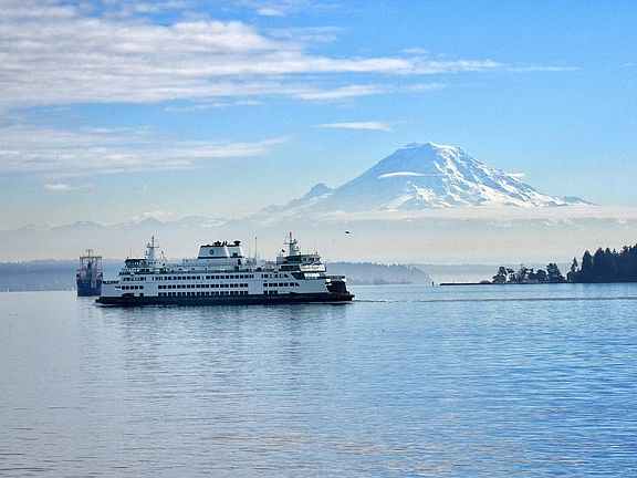 View of Mt Rainier from the deck
