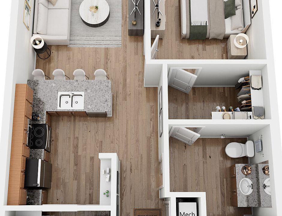 One Bedroom: Beds - 1: Baths - 1: SqFt Range - 761 to 761