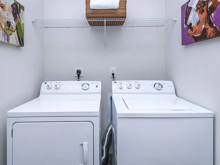 Easily tackle laundry with the convenience of your own washer and dryer, just steps away.
