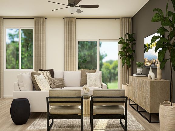 The family room has plenty of space for everyone to gather.