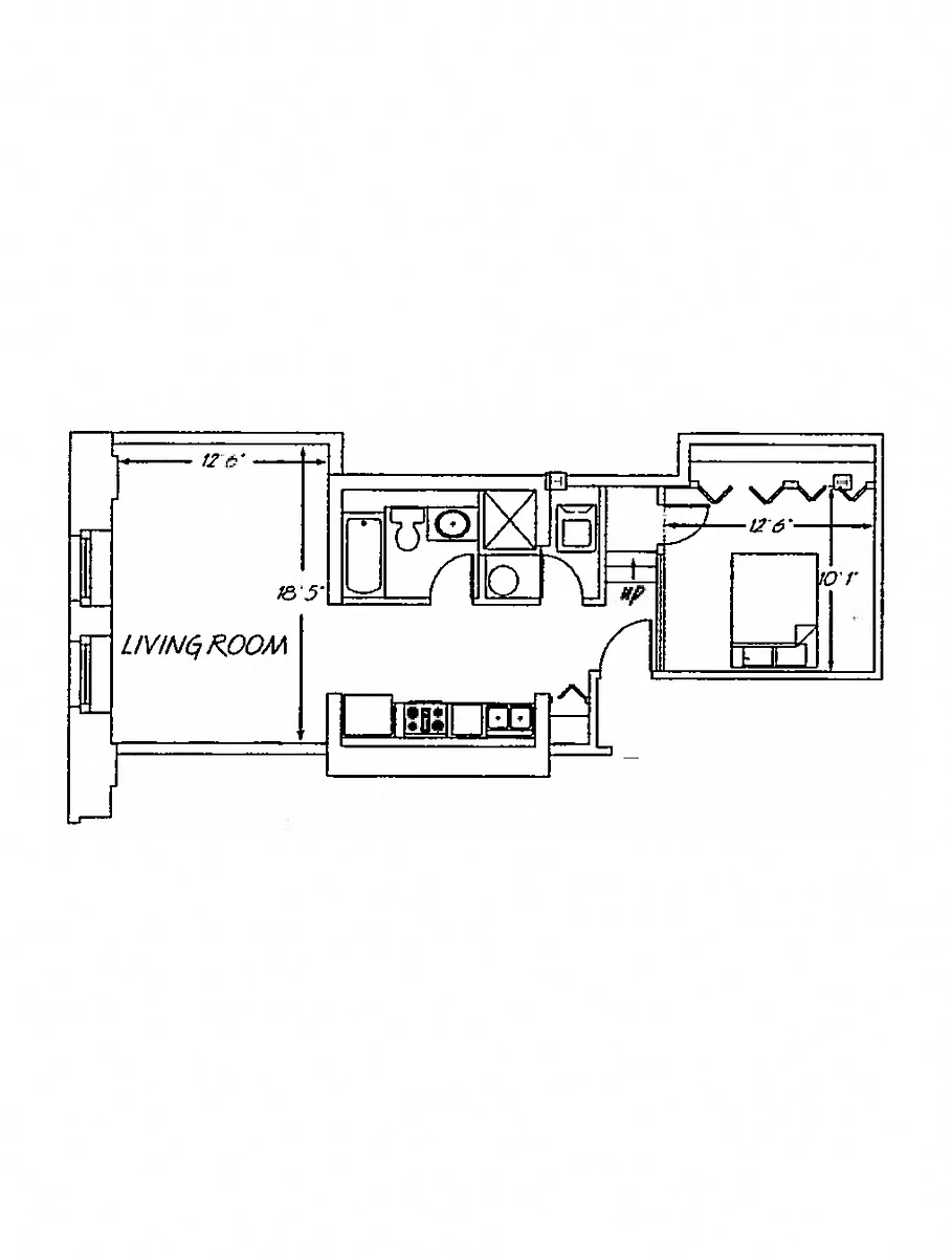 Floor plan 1 Bedroom FP E2